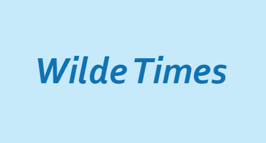 A blue frame with dark blue lettering reading: "Wilde Times"