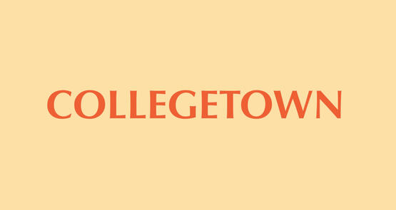 "COLLEGETOWN" on an orange background.
