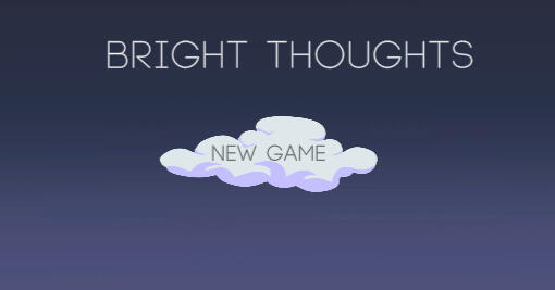 "BRIGHT THOUGHTS" on a blue gradient background.